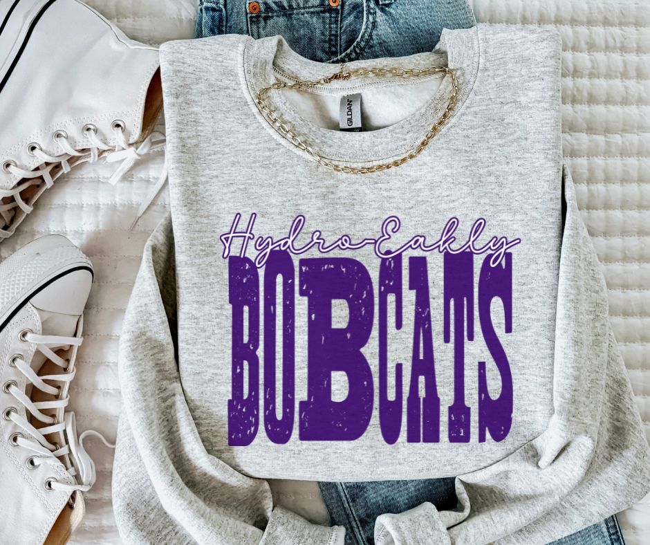 Bobcats - Hydro-Eakly Purple/White (Mixed Up Mascot) - DTF