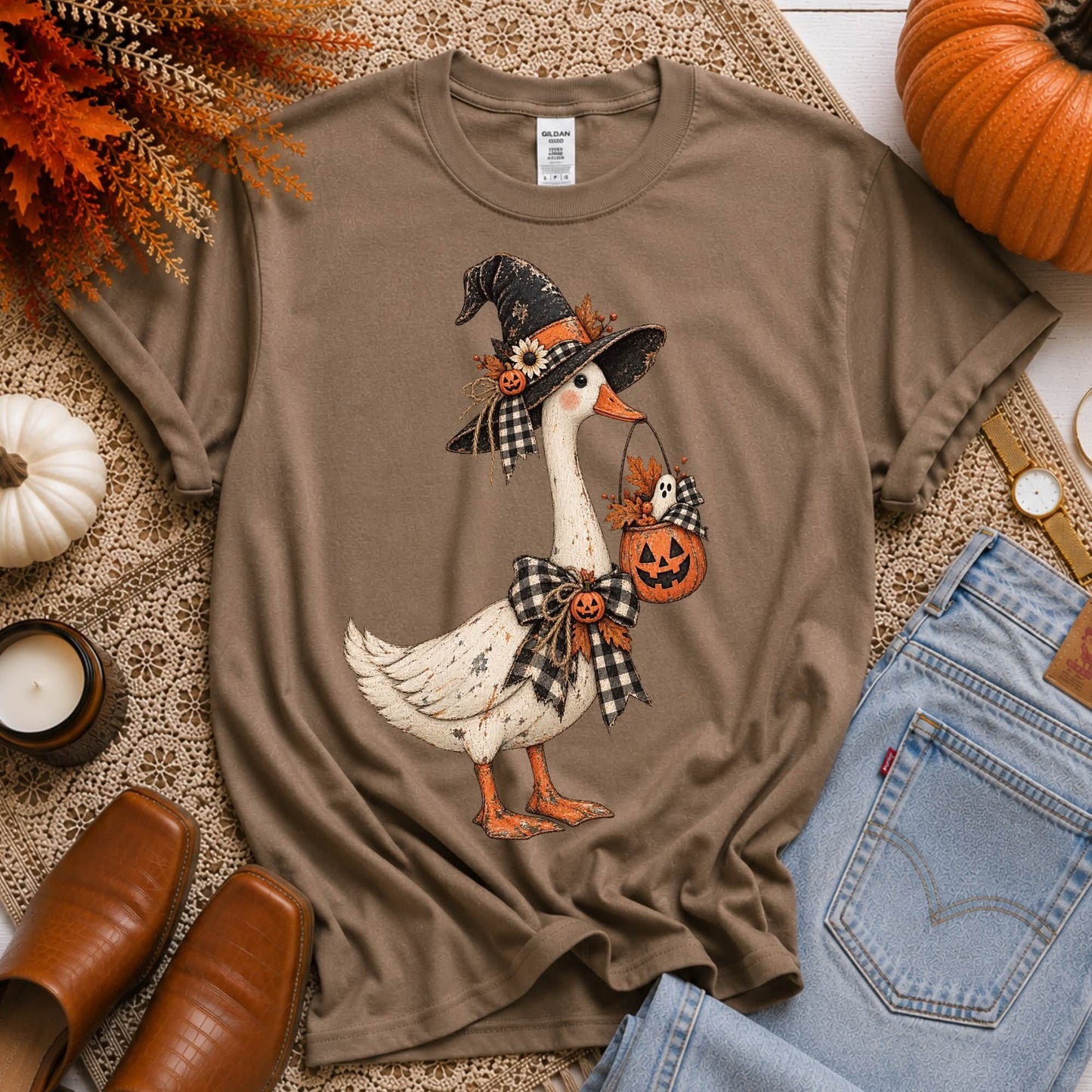 Halloween Goose Vintage Sketch - DTF