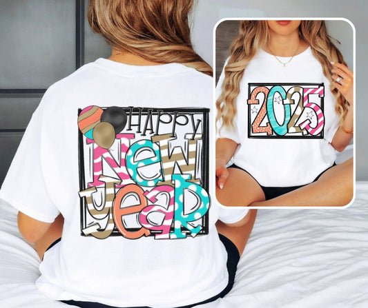 Happy New Year 2025 Doodle Balloons - DTF