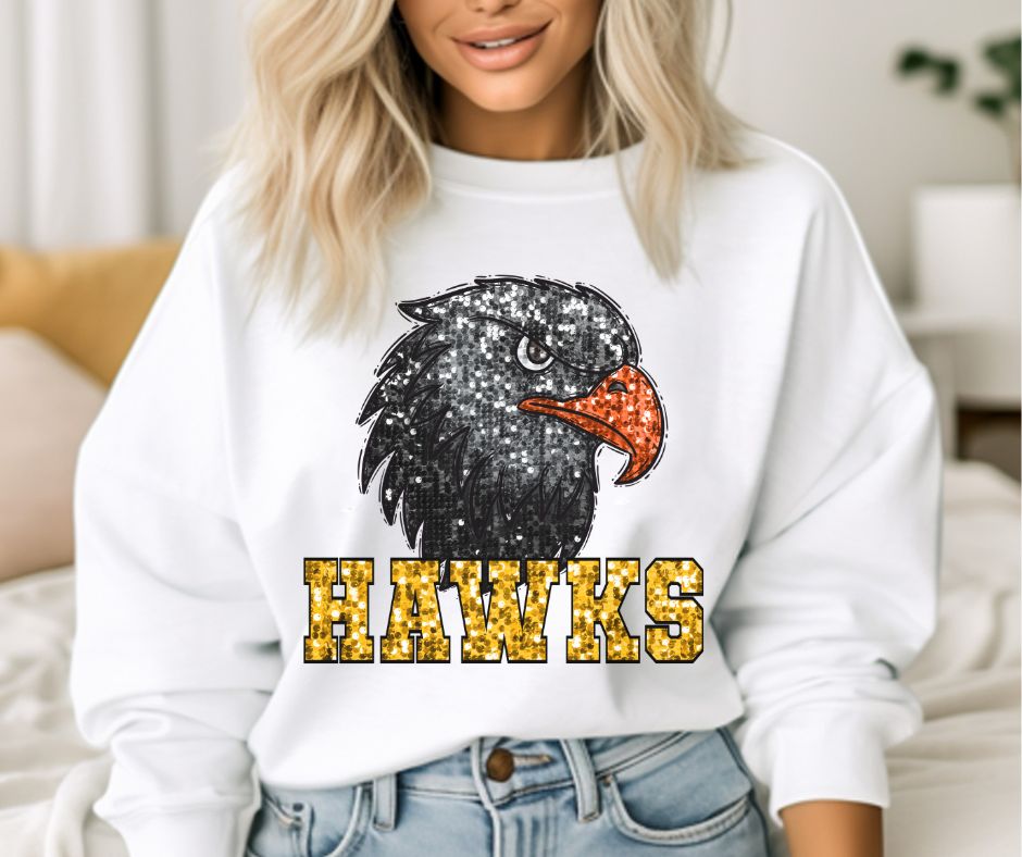 Hawks - yellow gold ALL SEQUINS - DTF