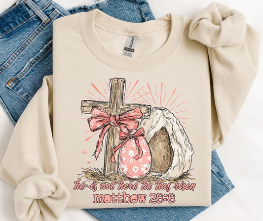 He is not here, He has Risen (Coquette Cross) - DTF