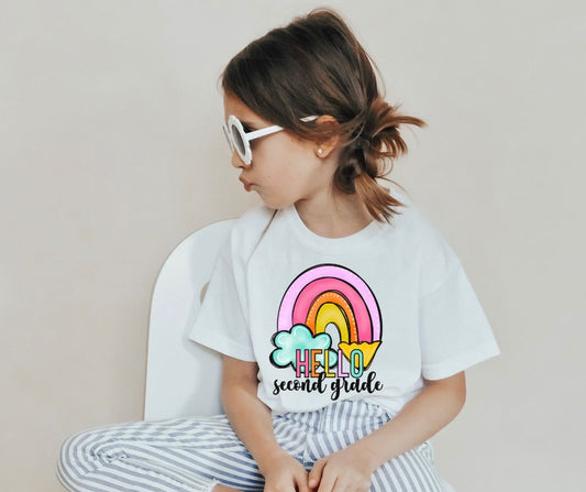 Hello Second Grade (2nd) Rainbow - YOUTH - DTF