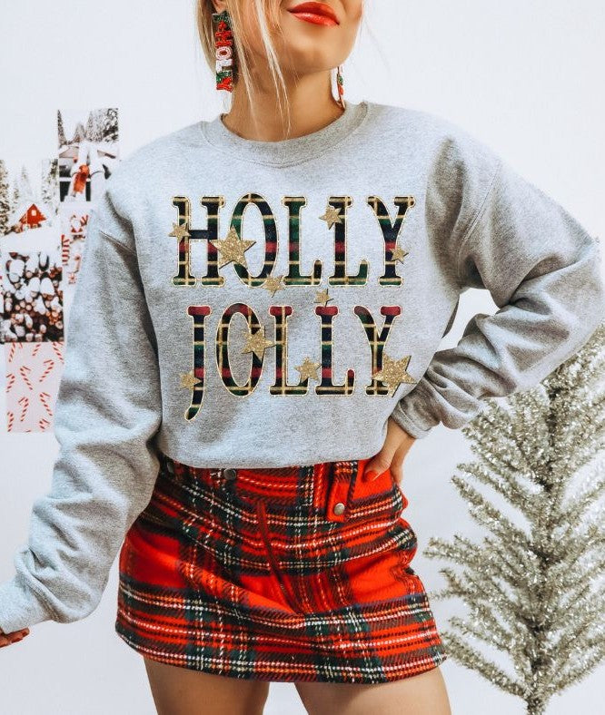 Holly Jolly (Stars and Plaid) - DTF
