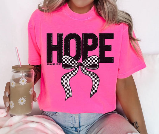 Hope - Romans 15:13 (checkered bow) - DTF