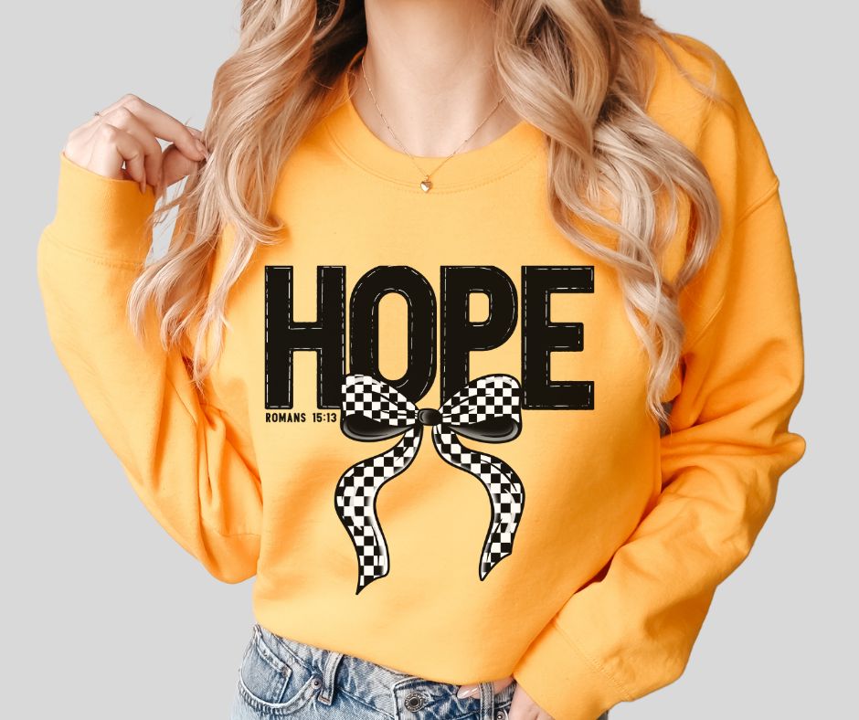 Hope - Romans 15:13 (checkered bow) - DTF