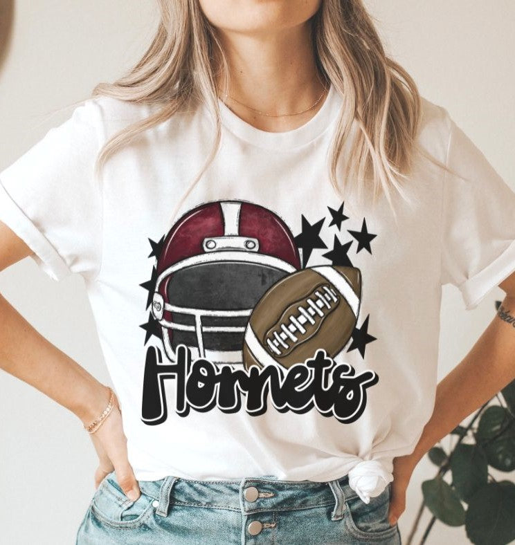 Hornets Mascot (stars - maroon and black helmet) - DTF