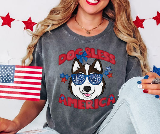 Dog Bless America (Huskie - Red/Brown) - DTF
