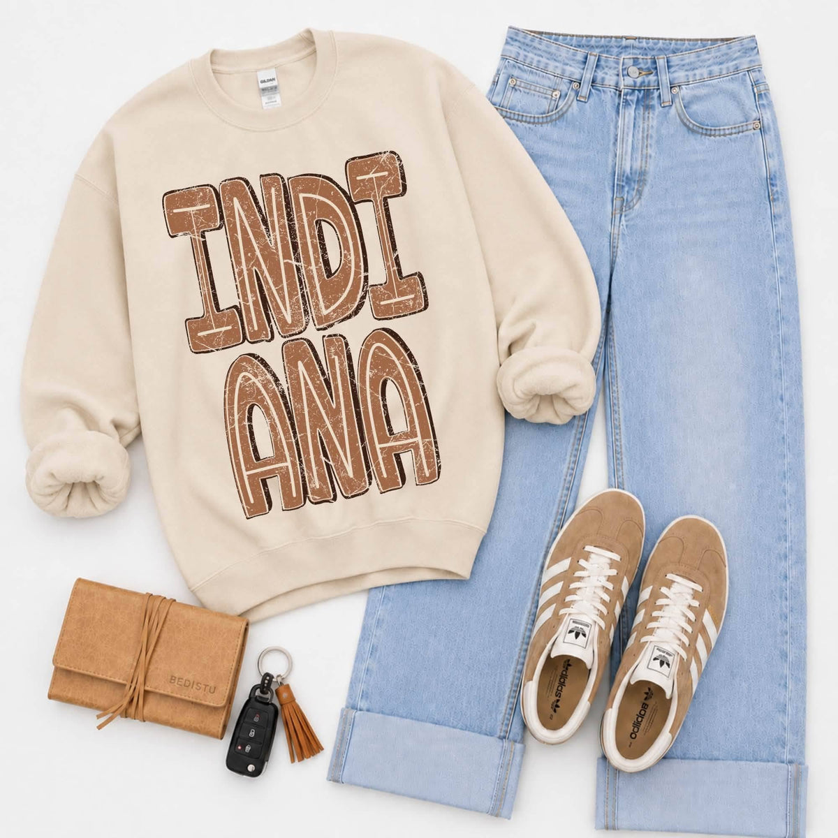 Indiana (Brown Distressed Shadow State) - DTF