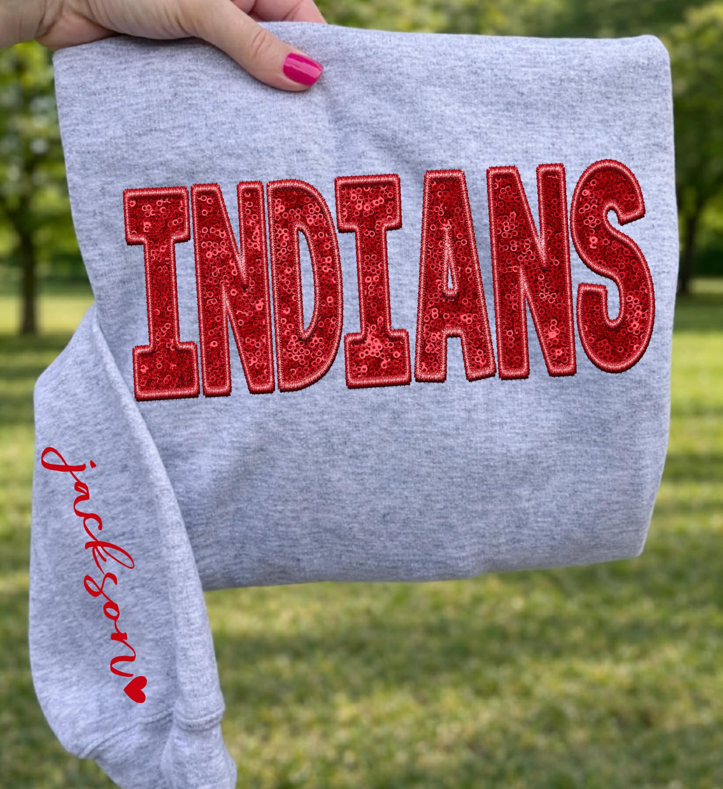 Indians - Jackson/Red (Sequins/Embroidery look) - DTF