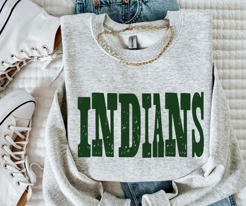 Indians - Dark Green (Mixed Up Mascot) - DTF