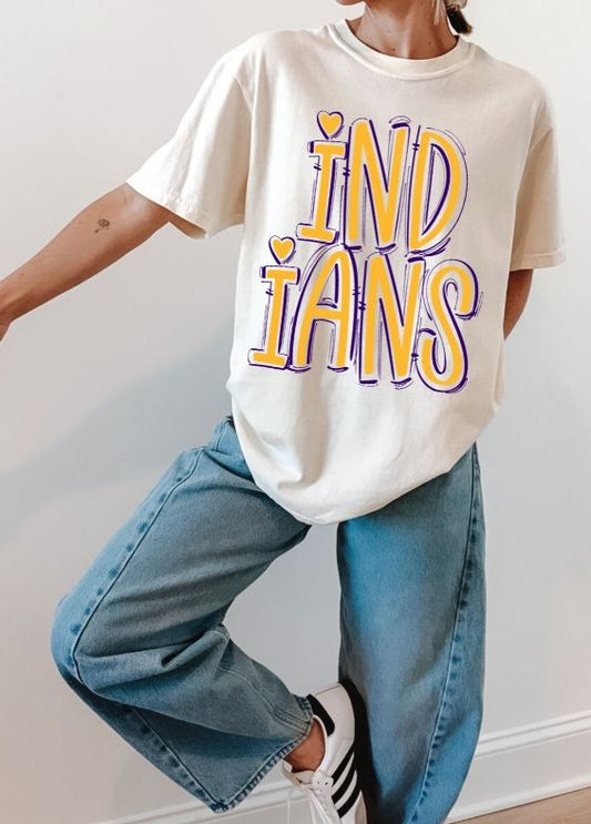 Indians Mascot - Yellow Gold/Purple (Spaced Out School Spirit) - DTF