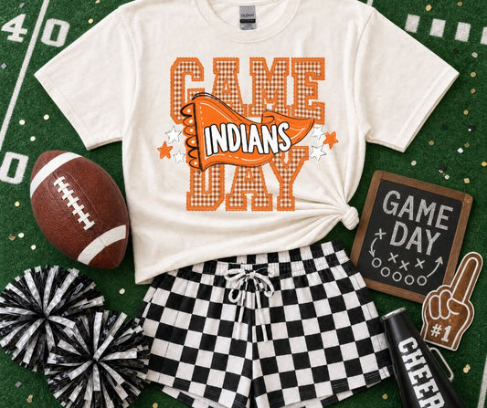 Indians - Orange/White/Black (Preppy Game Day Pennant Mascot) - DTF