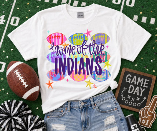 Indians - Purple/White (Football Whimsy Mascot) - DTF