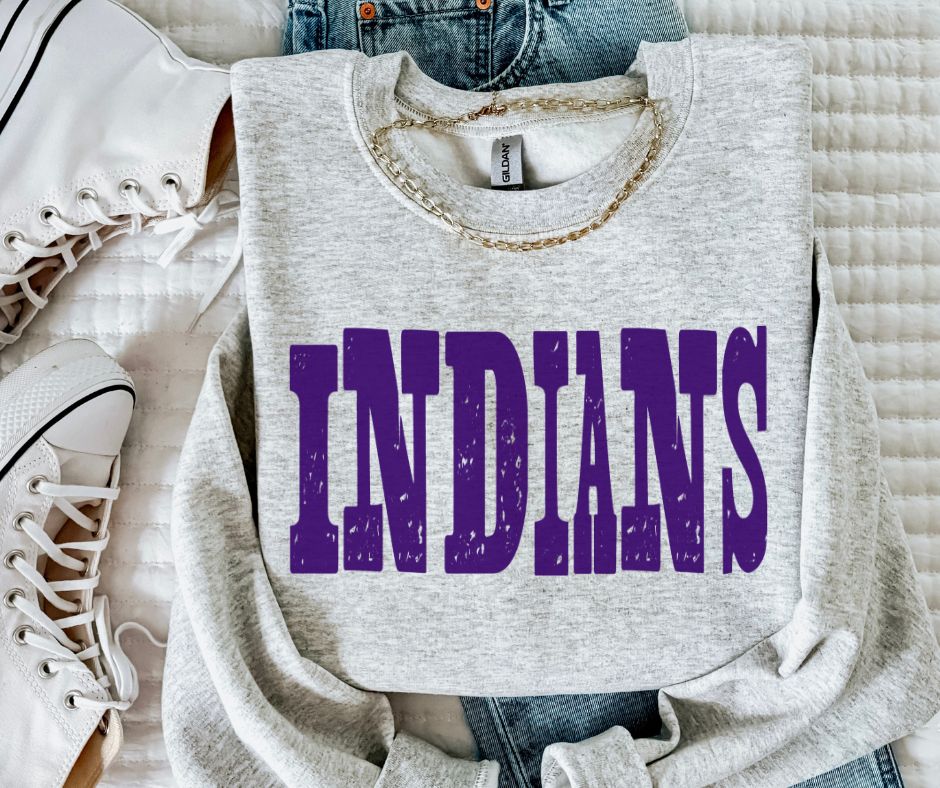 Indians - Purple (Mixed Up Mascot) - DTF