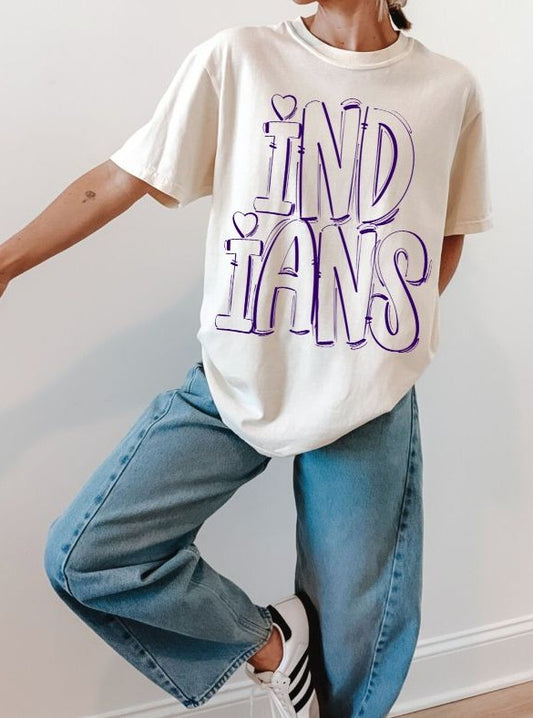 Indians - Purple Outline (Spaced Out School Spirit) - DTF