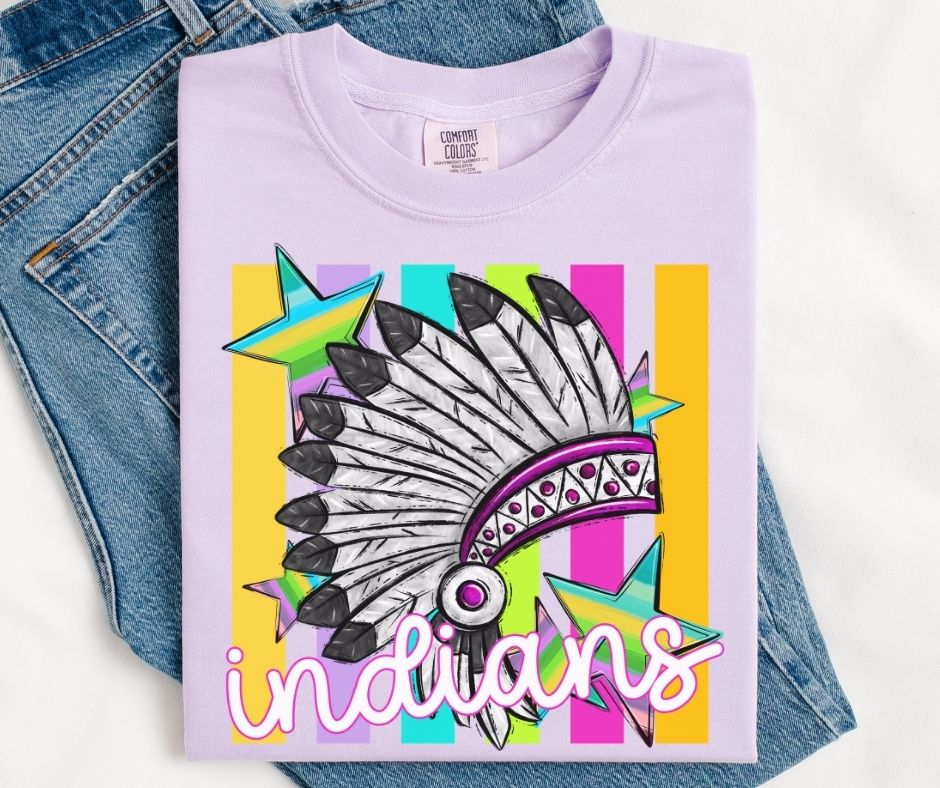 Indians (Colorful Stripes Mascot) - DTF