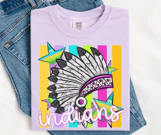 Indians (Colorful Stripes Mascot) - DTF