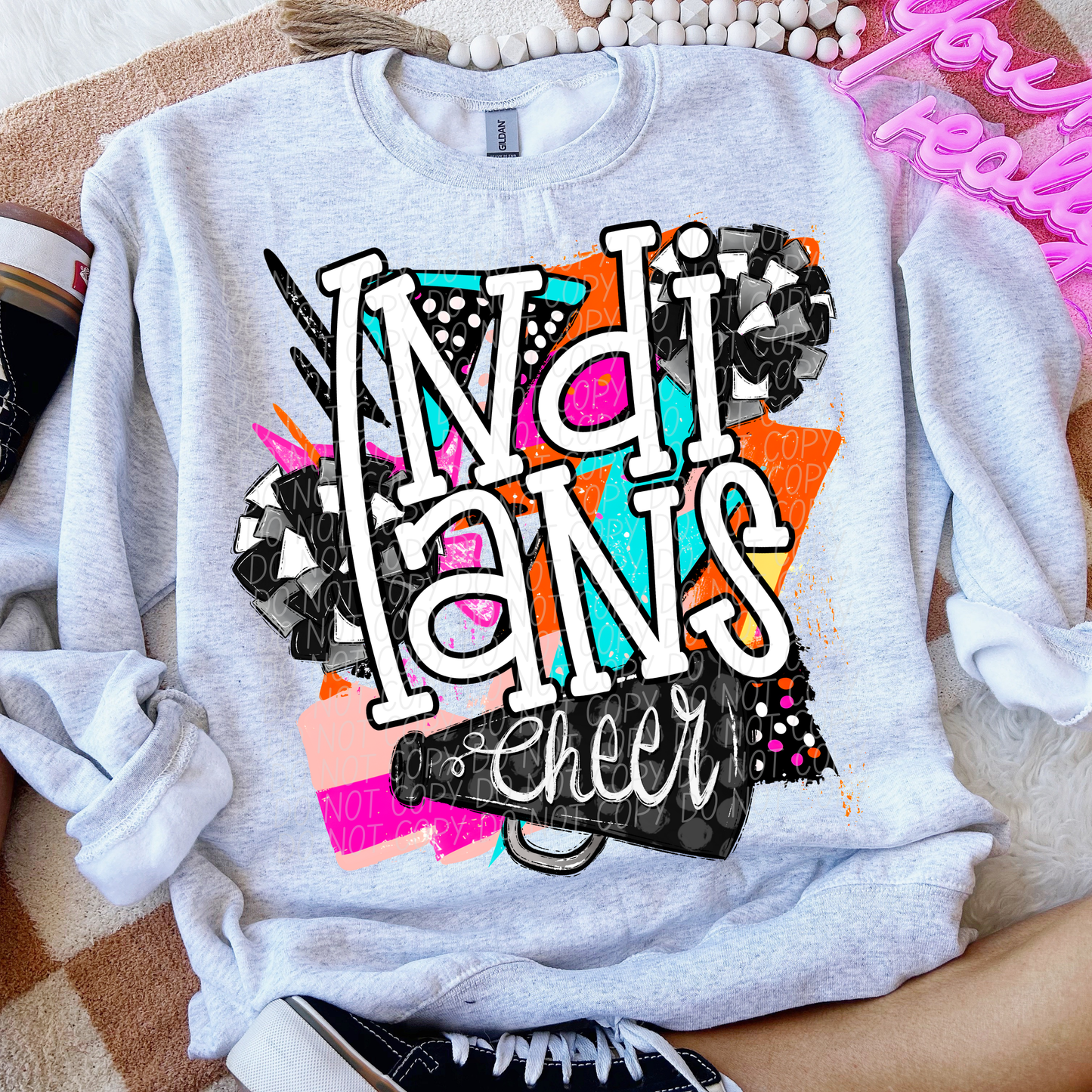 Indians (Bright Retro Cheer Mascot) - DTF