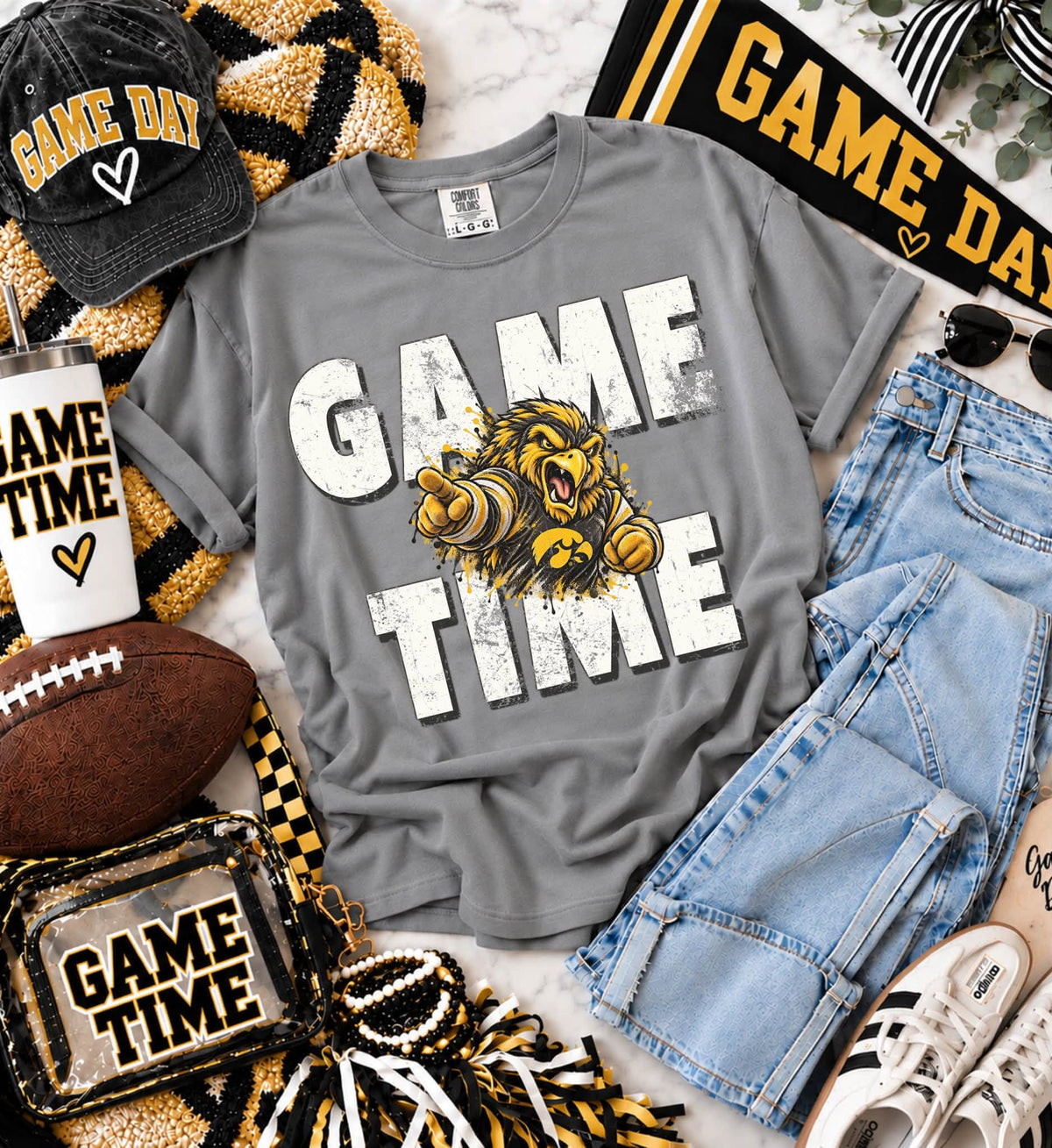 Iowa (Distressed Game Time Mascots) - DTF