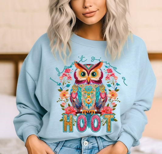 I Don't Give a Hoot (faux sequin/embroidered design) - DTF