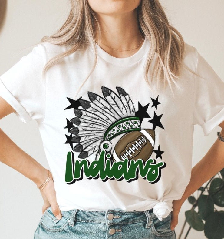 Indians Mascot (stars - forest green) - DTF