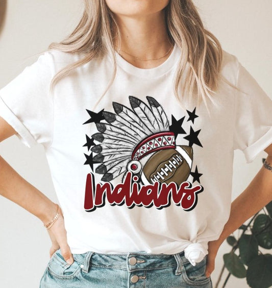 Indians Mascot (stars - maroon) - DTF