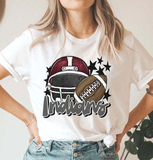 Indians Mascot (stars - maroon and gray helmet) - DTF