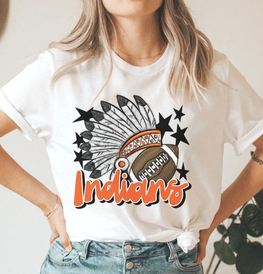Indians Mascot (stars - orange) - DTF