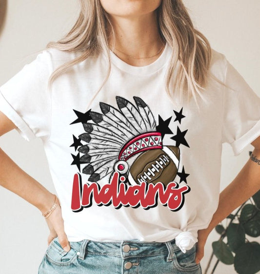 Indians Mascot (stars - red) - DTF