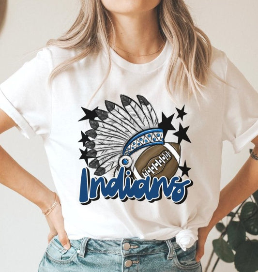 Indians Mascot (stars - royal blue) - DTF