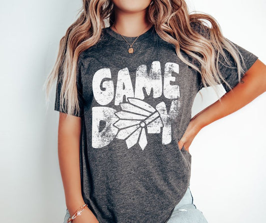 Game Day Indians Mascot (white) - DTF