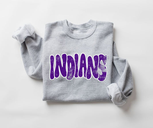 Indians (wonky grunge - purple/white) - DTF