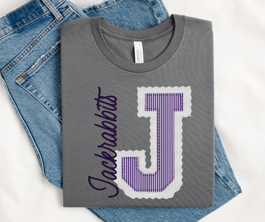 J - Jackrabbits - Purple/White (Prepster Mascot) - DTF