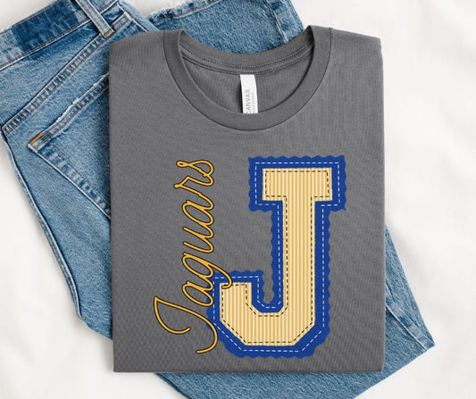 J - Jaguars - Yellow Gold/Royal Blue (Prepster Mascot) - DTF