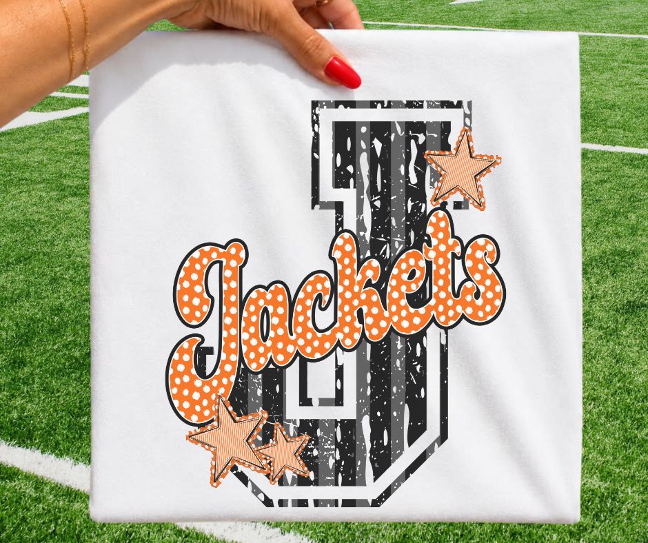 Jackets - Black/Orange (Varsity Stripes & Dots Mascot) - DTF