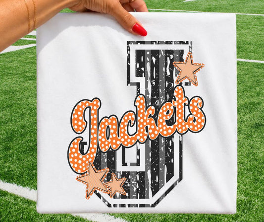 Jackets - Black/Orange (Varsity Stripes & Dots Mascot) - DTF