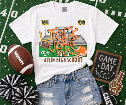 Jackets Alvin HS - Orange/Black (Stadium Blitz Mascot) - DTF