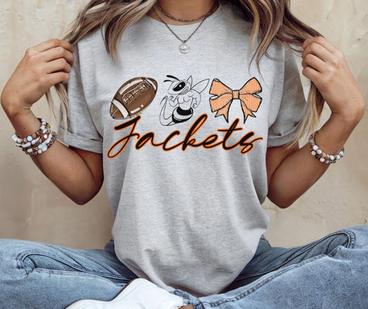 Jackets - Orange Football (Coquette School Spirit Mascot) - DTF