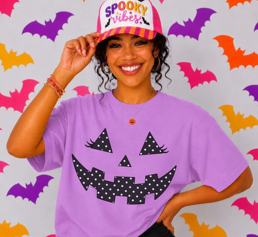 Jack O Lantern Face (polka dotted) - DTF