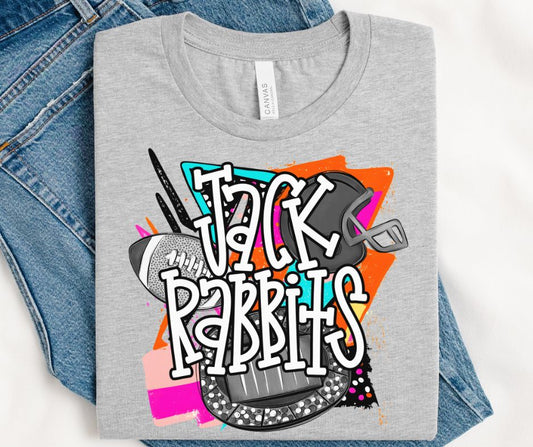 Jackrabbits (Bright Retro Football Mascot) - DTF