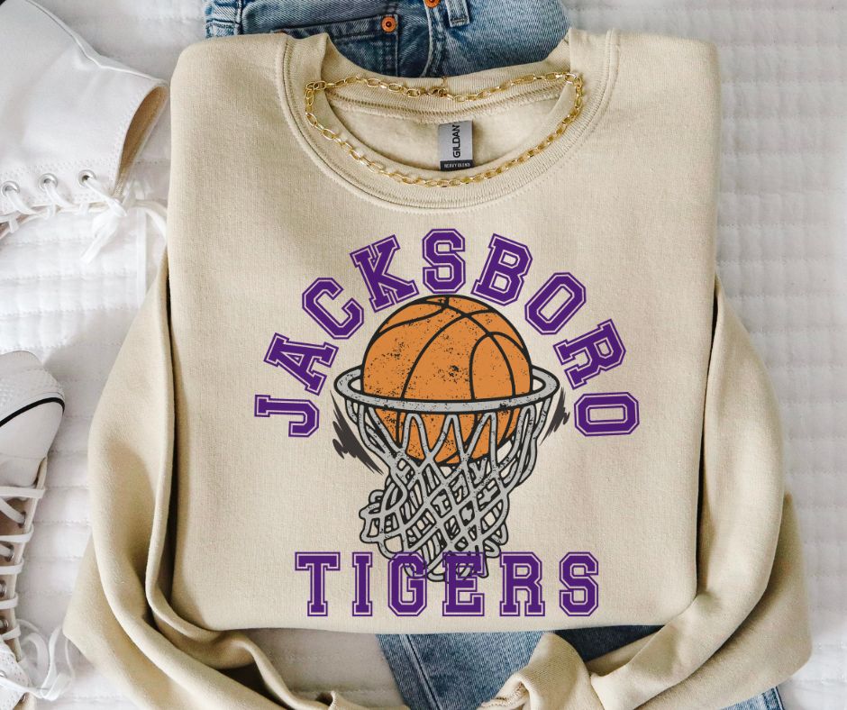 Tigers - Jacksboro (Basketball Grunge Mascot) - DTF