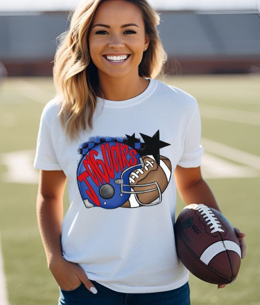 Jaguars - Royal Blue/Red (Football Helmet Mascots) - DTF