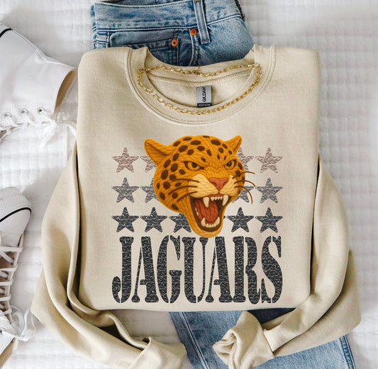 Jaguars (Faux Yarn and Stars Mascot) - DTF