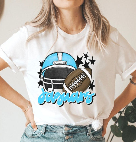 Jaguars Mascot (stars - columbia blue helmet) - DTF