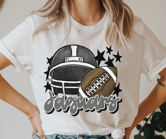 Jaguars Mascot (stars - black/gray helmet) - DTF