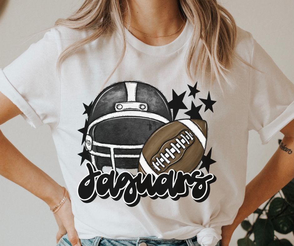 Jaguars Mascot (stars - black helmet) - DTF