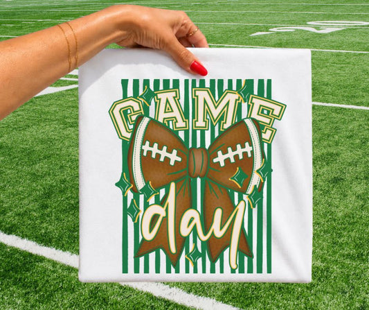 Game Day Football Stripes - Kelly Green/Yellow Gold - DTF