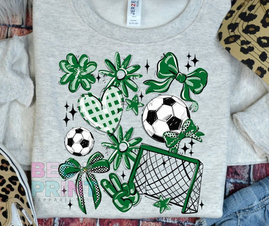 Play Ball Collage - Kelly Green (Soccer) - DTF
