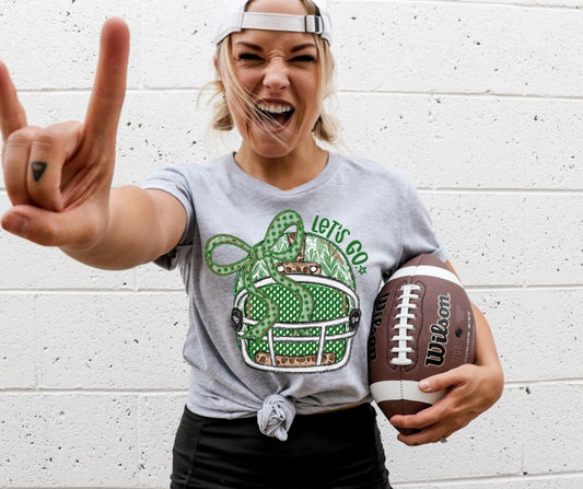 Lets Go Football Helmet (Kelly Green) - DTF