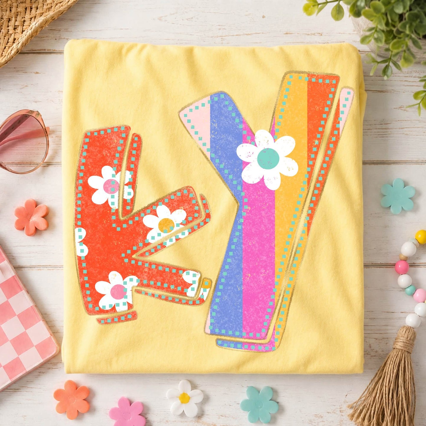 Kentucky (Flower Power Distressed Doodle State) - DTF